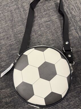Old Navy Black and White Soccer Ball Crossbody Bag